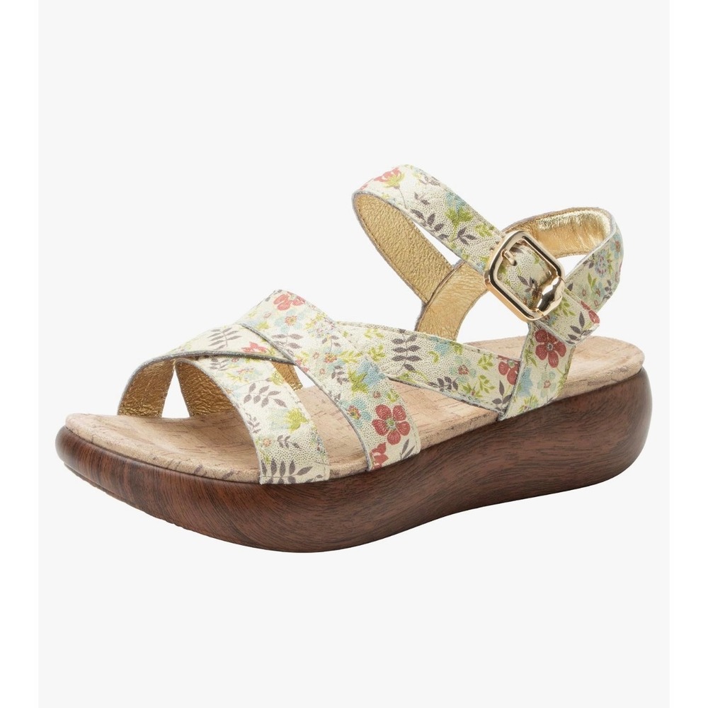 Alegria Women 39 / 9 Bianca Leather Gladiator Strap Sandal Good as Gold Floral